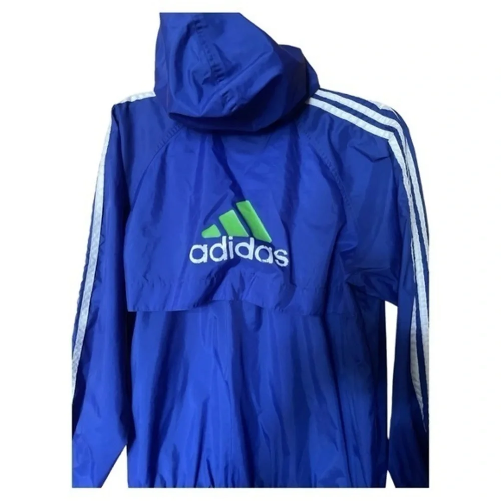 Adidas Men’s‎ Spell Out Windbreaker Jacket Three Stripe Vintage 90s Large Blue